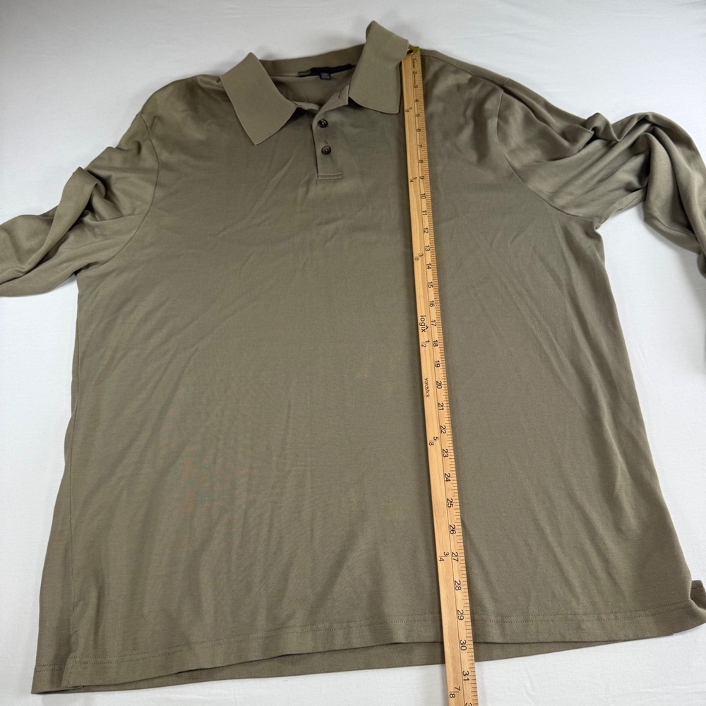 Robert Barakett Mens XXL Long Sleeve‎ Pima Cotton Polo Shirt Taupe Brown - Picture 7 of 8